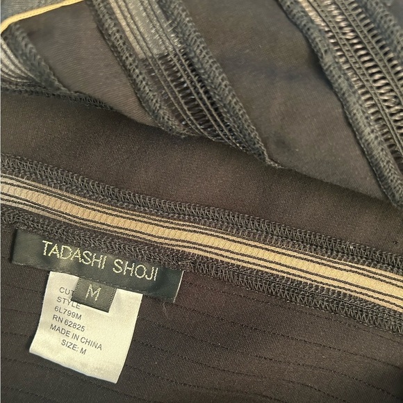 Tadashi Shoji black Illusion cocktail dress w/mesh detail & back zip Sz-M. Y10 - Picture 7 of 11